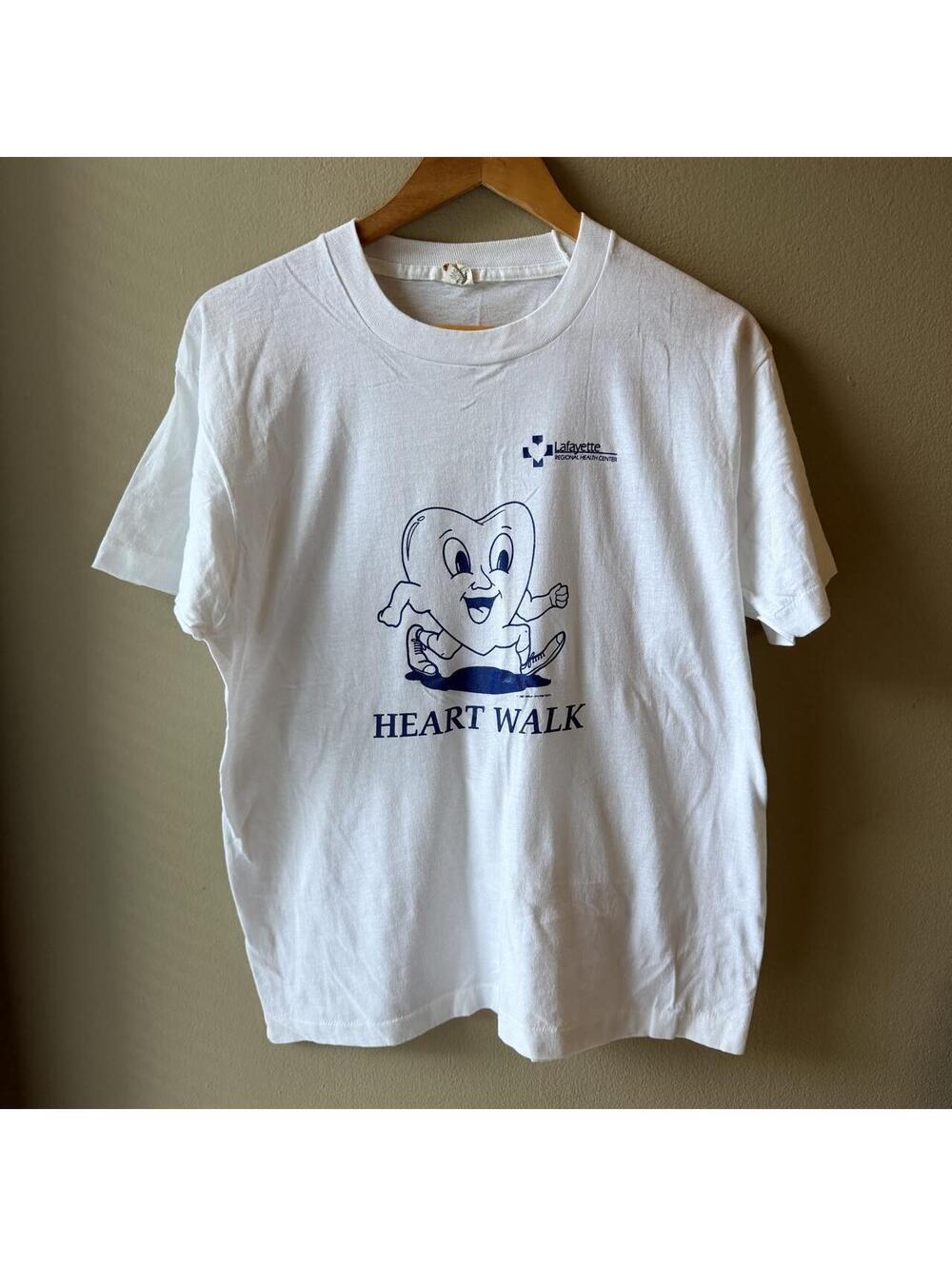 Vintage 1987 Heart Walk Screen Stars Graphic T-Shirt XL Made in USA